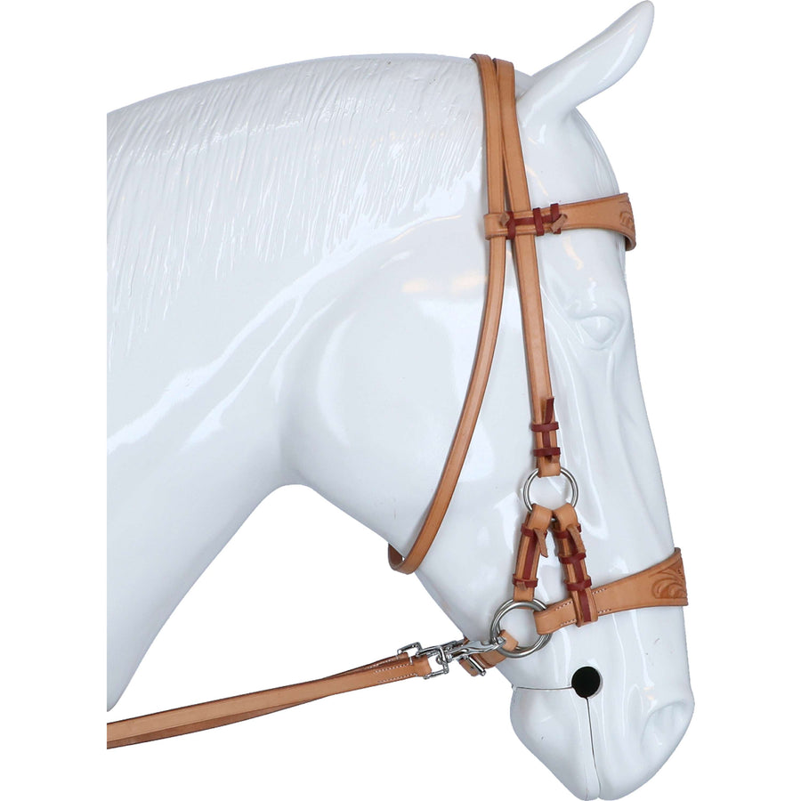 F.R.A. Bit-less Bridle Diego Side Pull Western Split Reins Naturel