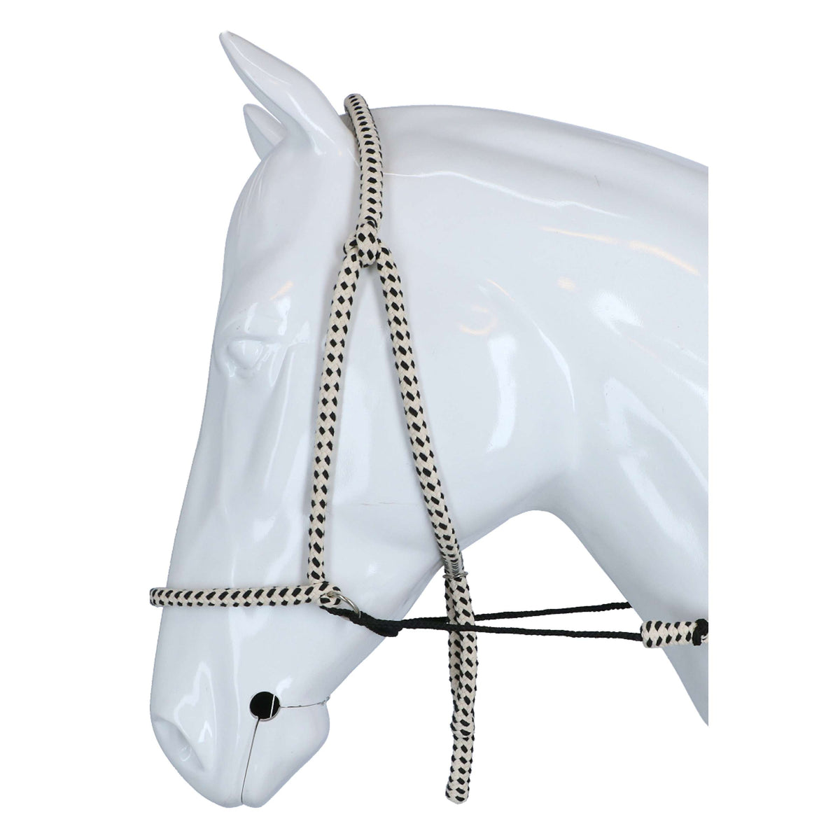 F.R.A. Bit-less Bridle Igor with attached Reins Cotton Natural/Black