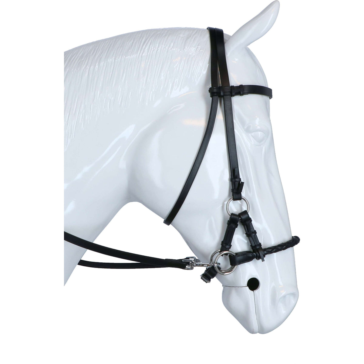 F.R.A. Bit-less Bridle Pariba Side Pull Leather Reins Black