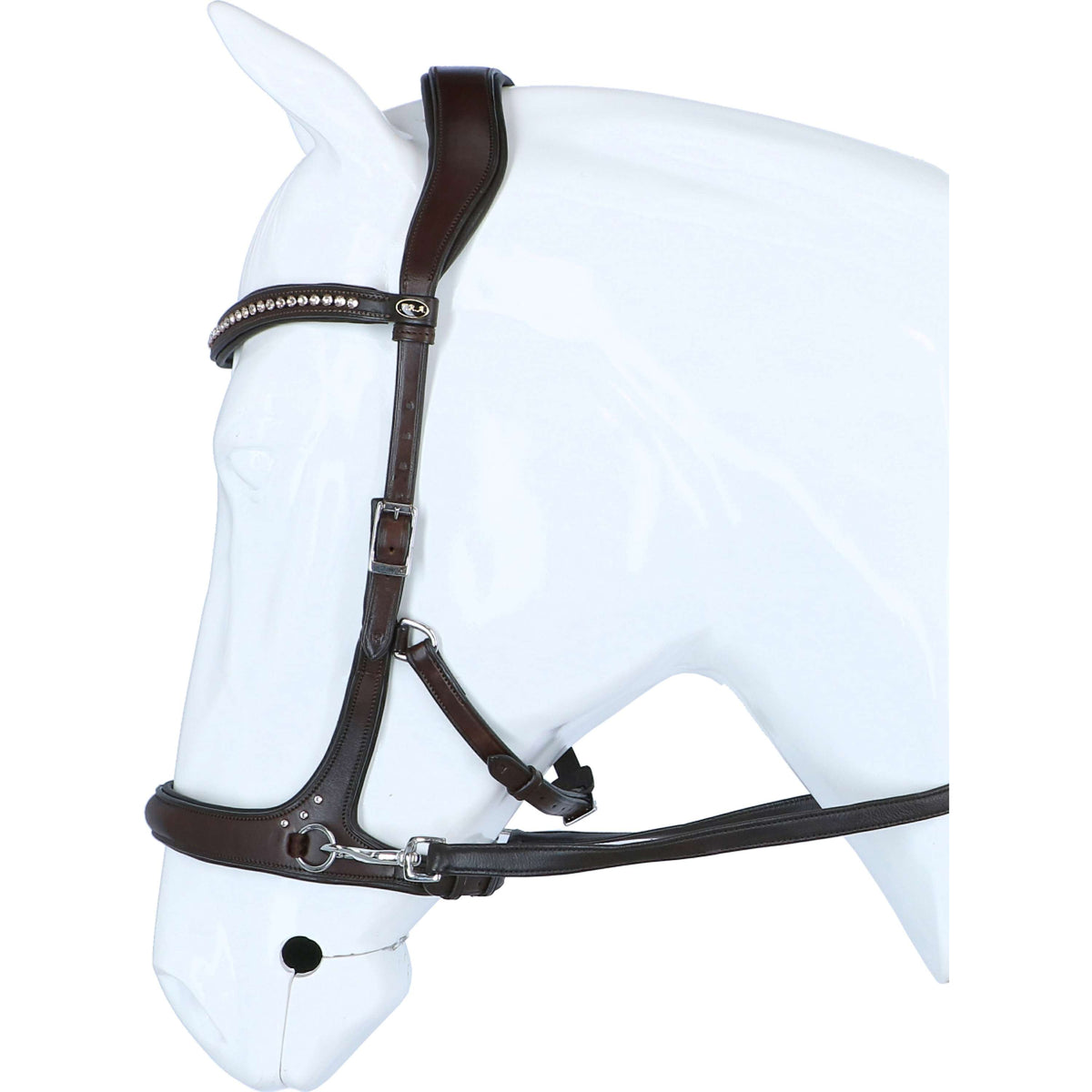 F.R.A. Bit-less Bridle Rebecca Side Pull Softleather Reins Havana