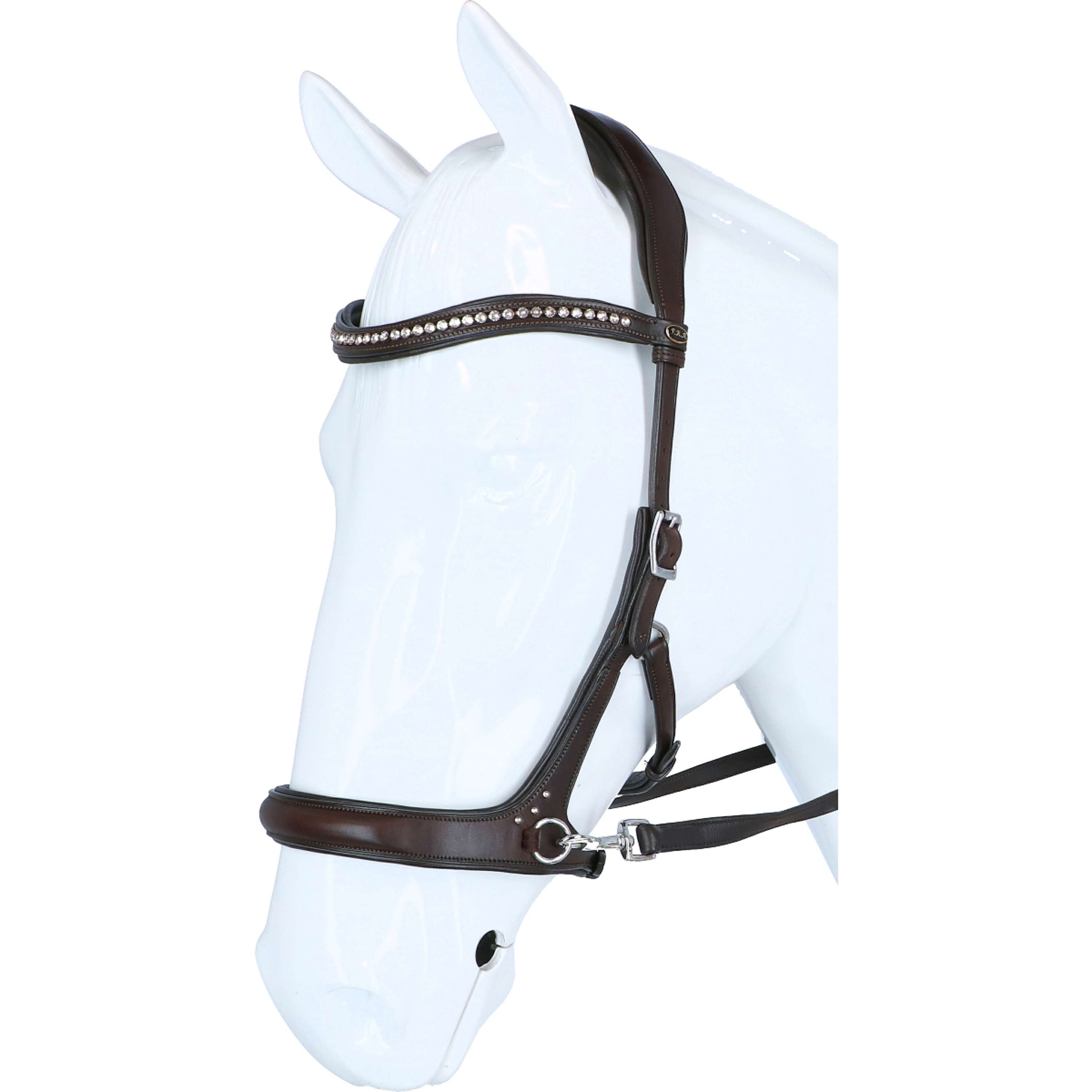 F.R.A. Bit-less Bridle Rebecca Side Pull Softleather Reins Havana