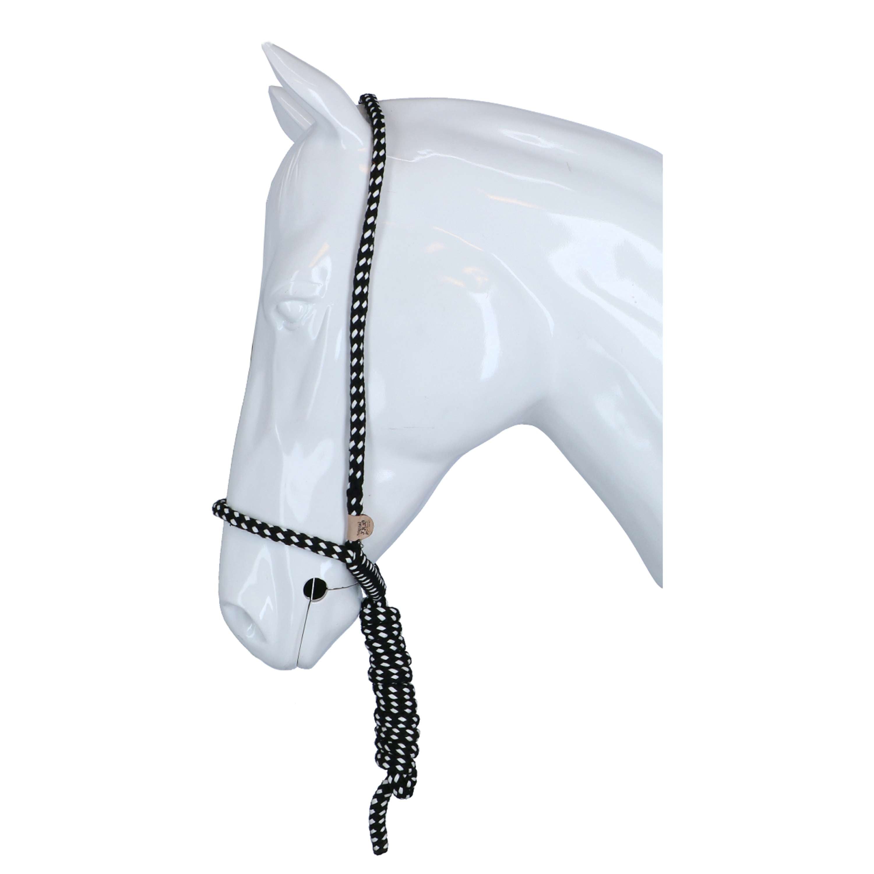 F.R.A. Lead Halter Shiraz with Attached Lead Rope Black/White