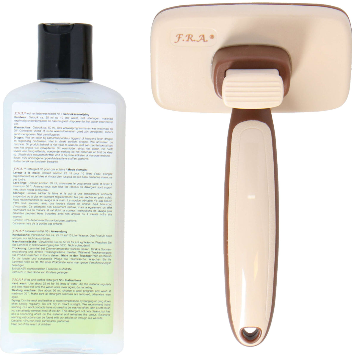 F.R.A. Detangling Brush For Sheepskin + Wool And Leather Detergent