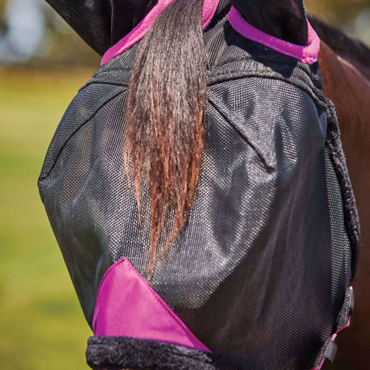 Weatherbeeta Fly Mask Comfitec Deluxe Durable Mesh with Ears Black/Purple