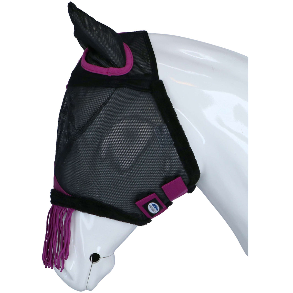 Weatherbeeta Fly Mask Comfitec Deluxe Durable Mesh with Ears and Tassels Black/Purple