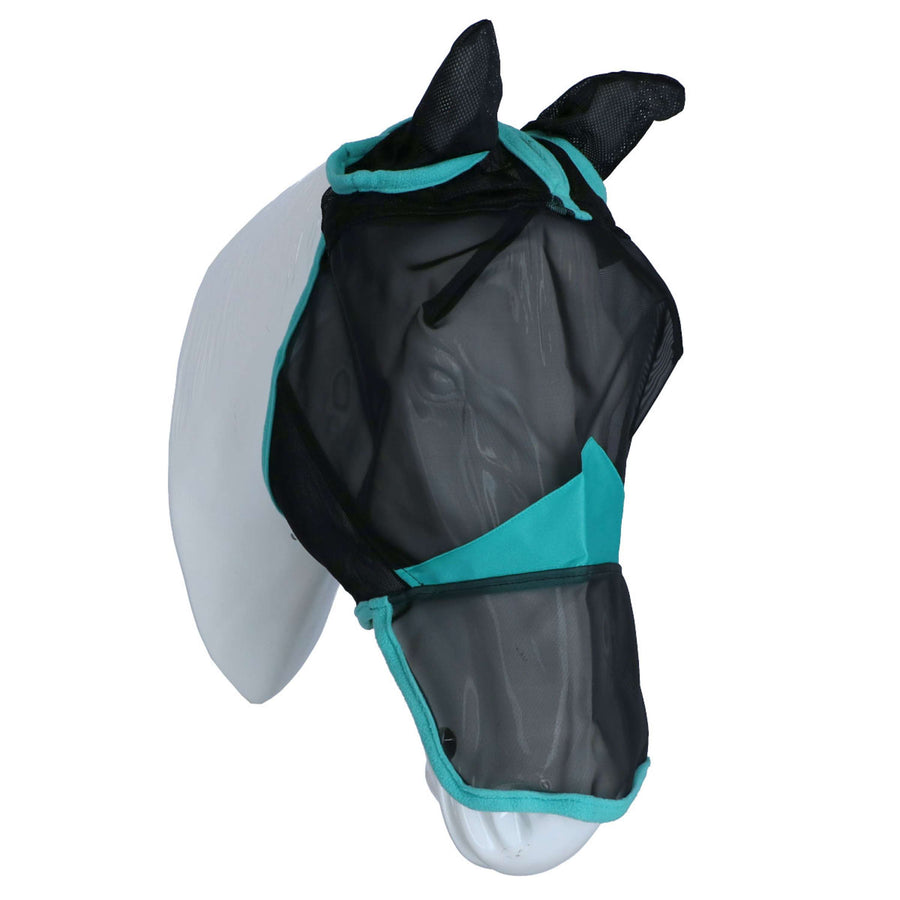 WeatherBeeta Fly Mask ComFiTec Deluxe Fine Mesh with Ears and Nose Black / Turquoise