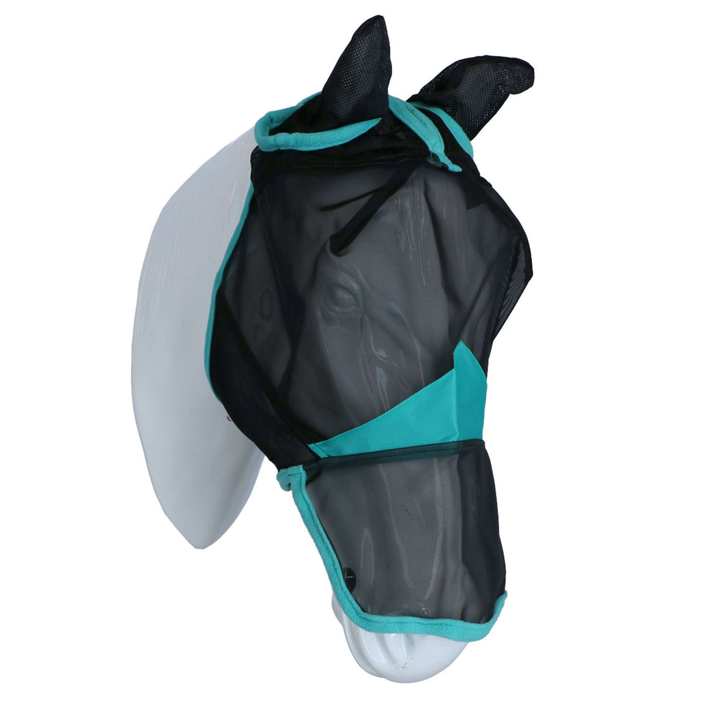 WeatherBeeta Fly Mask ComFiTec Deluxe Fine Mesh with Ears and Nose Black / Turquoise