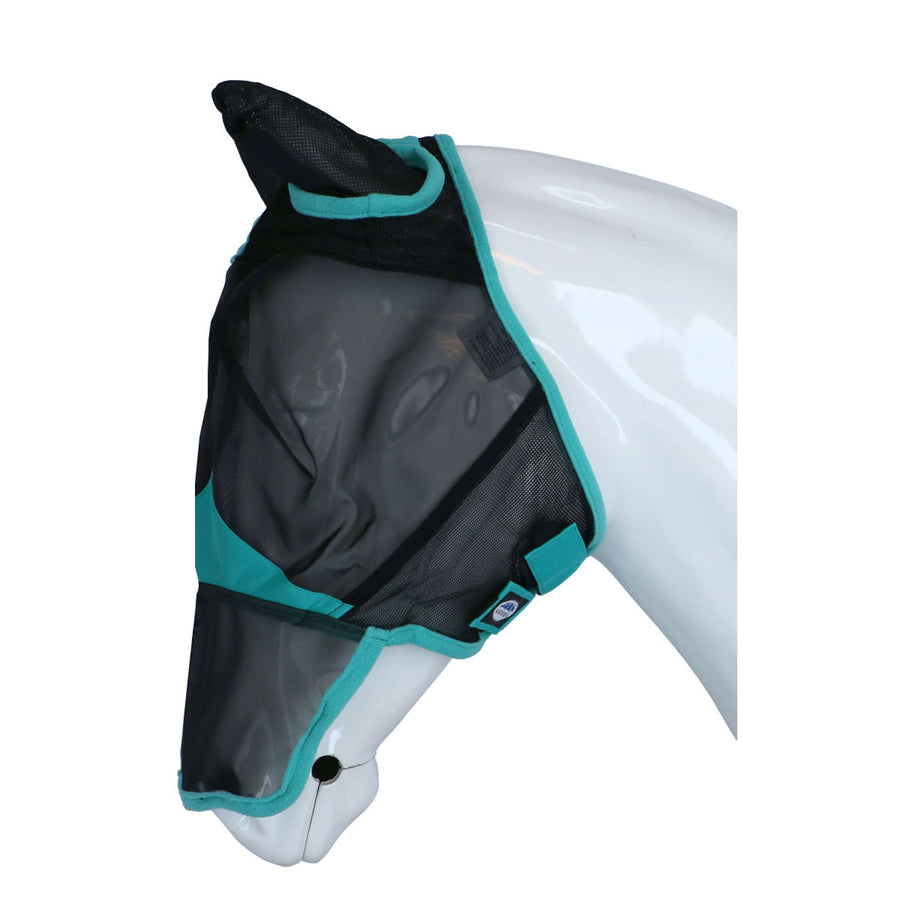 WeatherBeeta Fly Mask ComFiTec Deluxe Fine Mesh with Ears and Nose Black / Turquoise