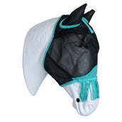 Weatherbeeta Fly Mask Comfitec Deluxe Fine Mesh with Ears and Tassels Black / Turquoise