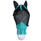 Weatherbeeta Fly Mask Comfitec Deluxe Fine Mesh with Ears and Tassels Black / Turquoise