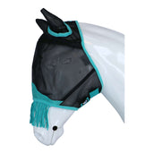 Weatherbeeta Fly Mask Comfitec Deluxe Fine Mesh with Ears and Tassels Black / Turquoise