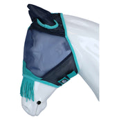 Weatherbeeta Fly Mask Comfitec Deluxe Fine Mesh with Ears and Tassels Navy/Turquoise