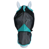 Weatherbeeta Fly Mask Comfitec Deluxe Fine Mesh with Nose Black / Turquoise