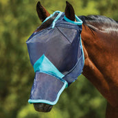 Weatherbeeta Fly Mask Comfitec Deluxe Fine Mesh with Nose Navy/Turquoise