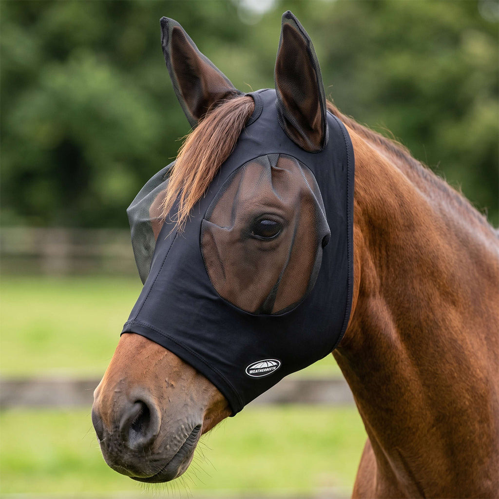 WeatherBeeta Fly Mask Deluxe Stretch Bug with Ears Black