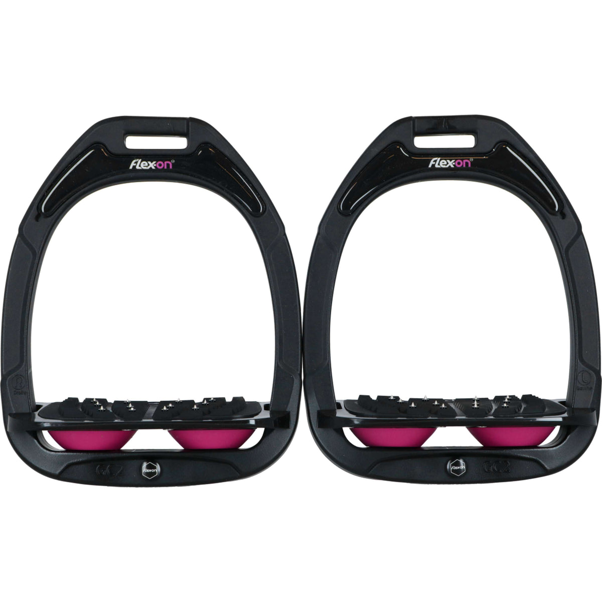 Flex-On Stirrups Green Composite Inclined Ultra Grip Black/Black/Pink