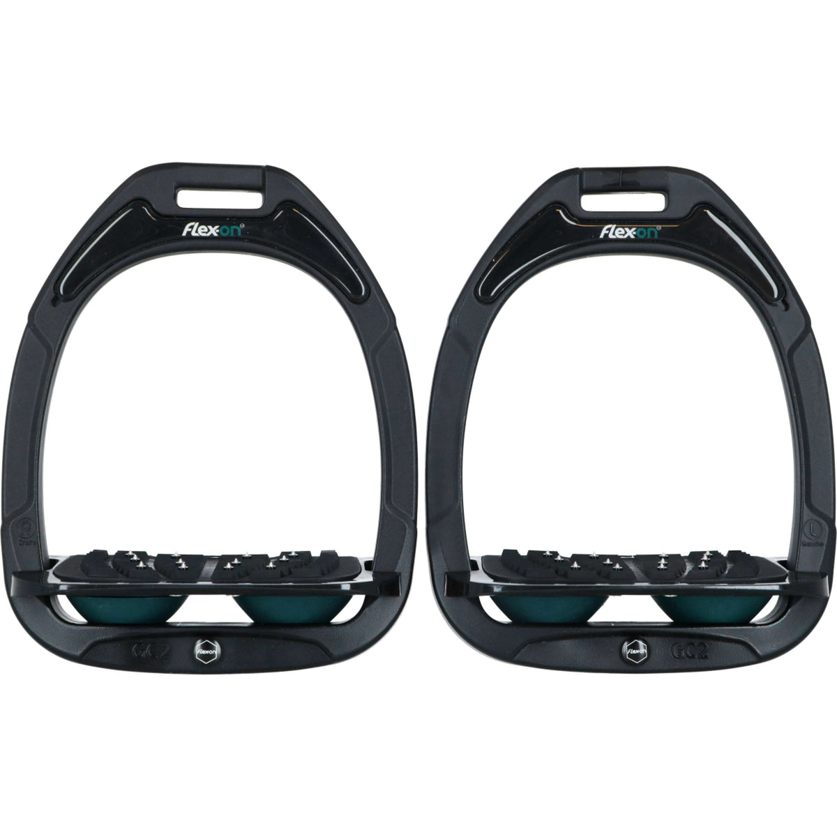 Flex-On Stirrups Green Composite Inclined Ultra Grip Black/Black/Dark Green