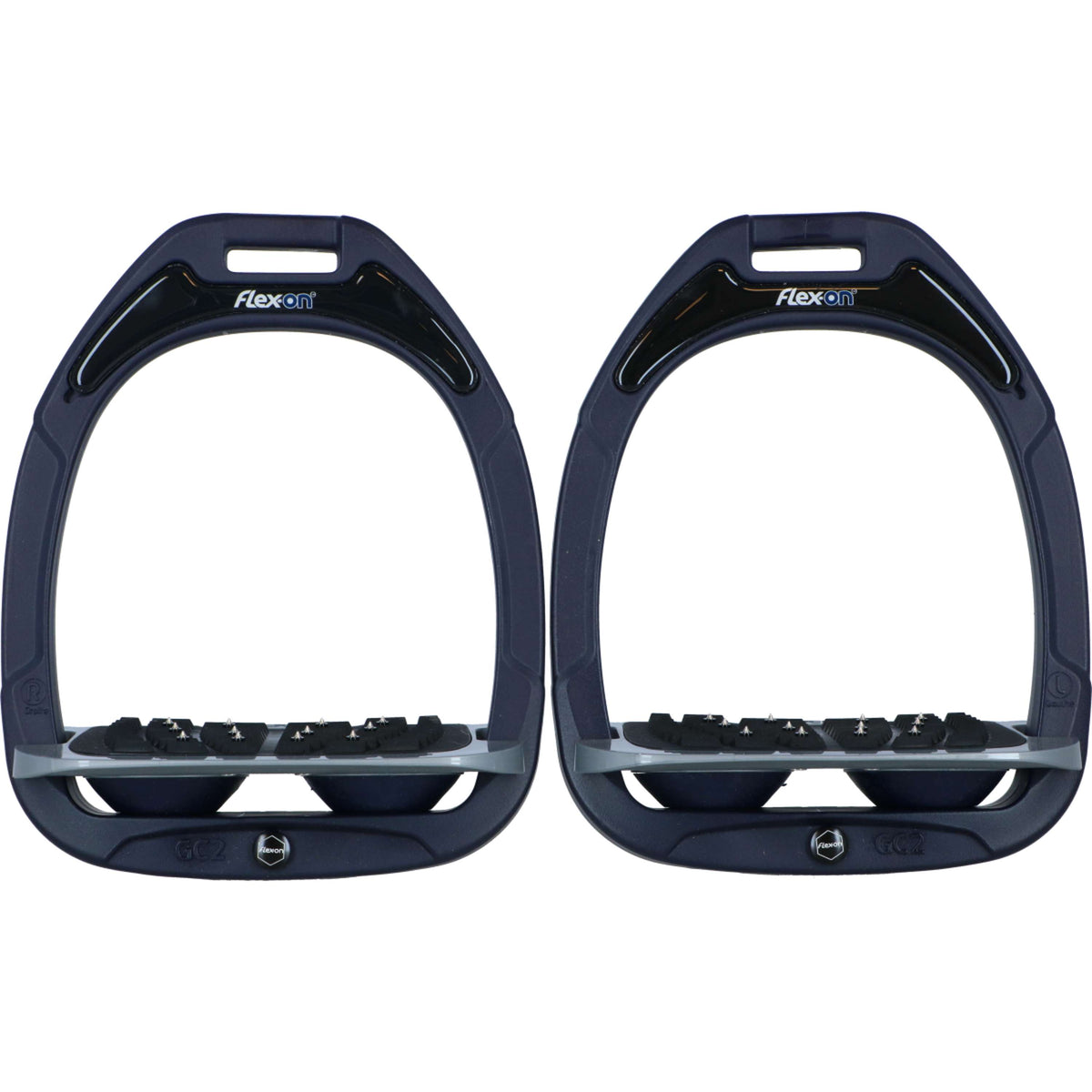 Flex-On Stirrups Green Composite Inclined Ultra Grip Navy/Grey/Navy