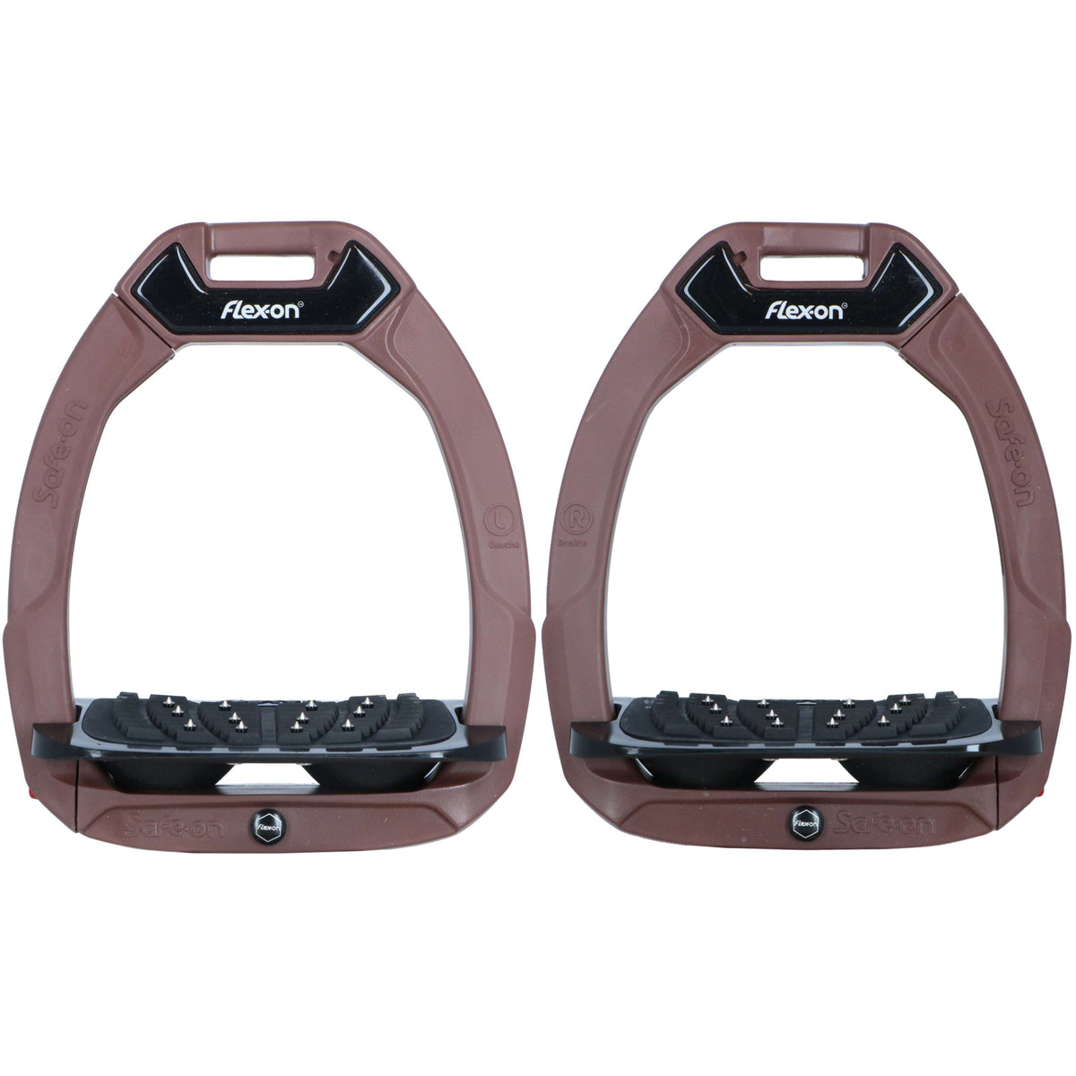 Flex-On Safety Stirrups Safe-On Inclined Ultra Grip Brown/Black/Black