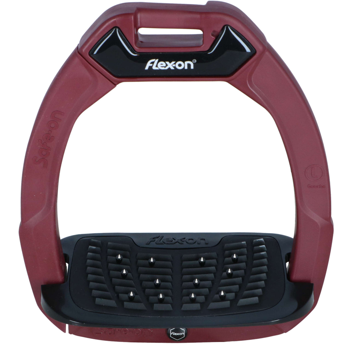 Flex-On Safety Stirrups Safe-On Inclined Ultra Grip Burgundy/Black/Black