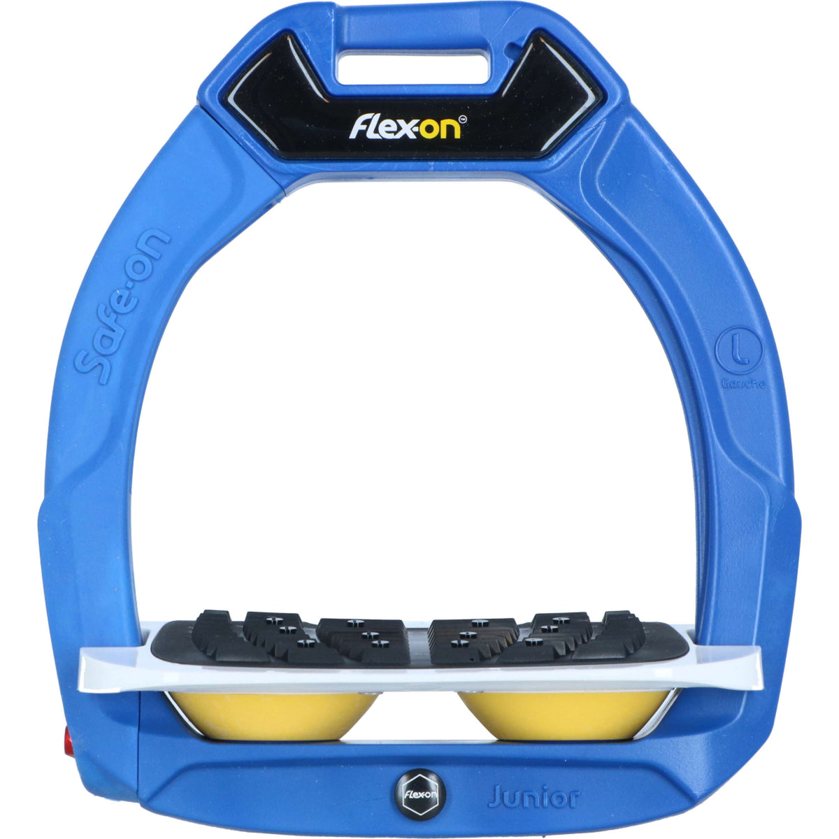 Flex-On Safety Stirrups Safe-On Junior Inclined Grip Blue/White/Yellow