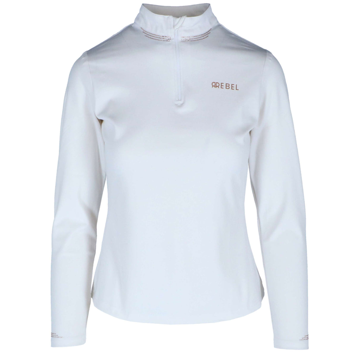 Rebel Long Sleeve Shirt Crystal Rose Gold Logo White