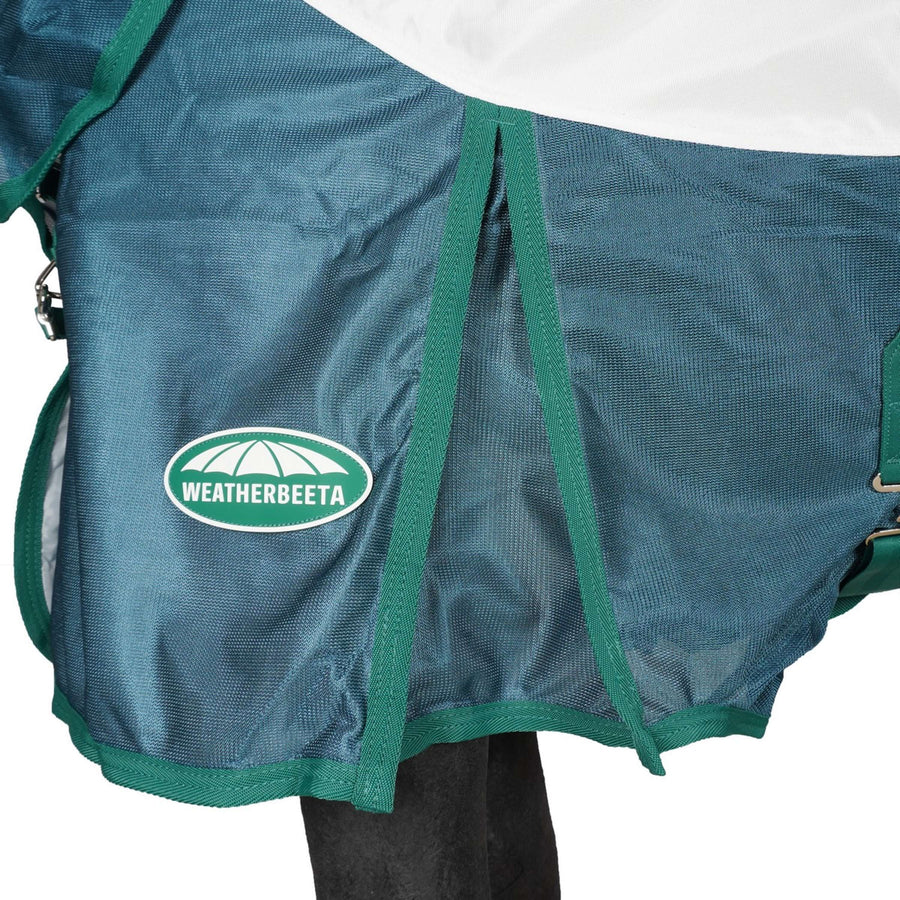 WeatherBeeta Fly Rug ComFiTec Green-Tec Airflow Mesh Combo Neck White/Dragonfly Blue