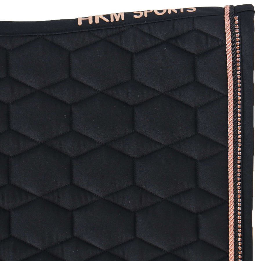 HKM Saddlepad Rosegold Glamour Dressage Black/Rosegold