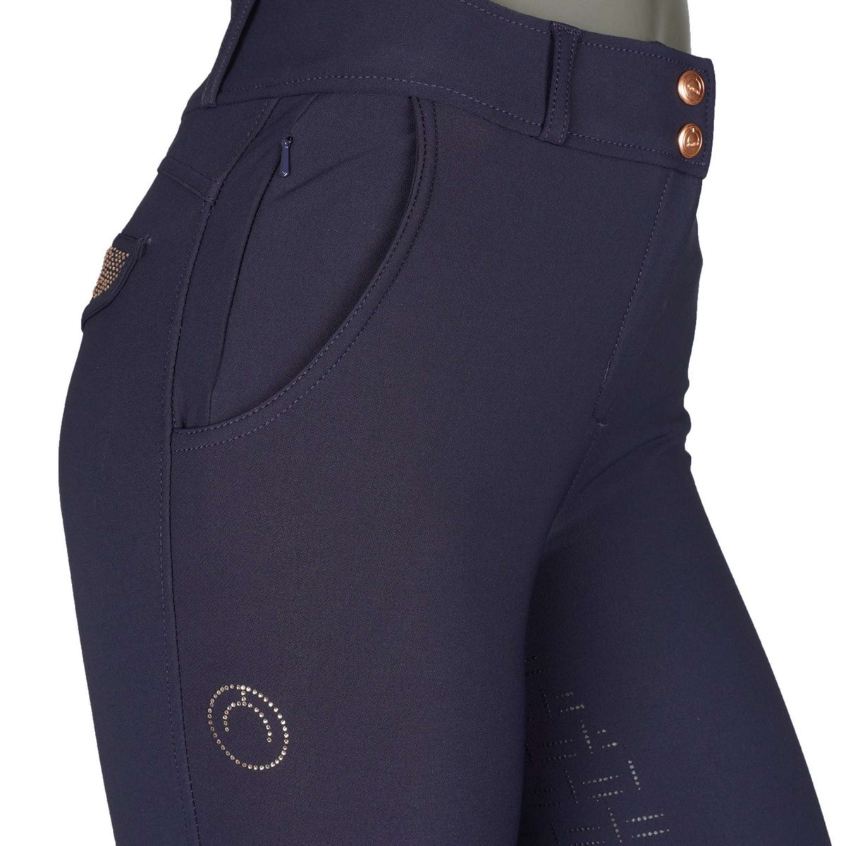 Montar Breeches Briella Rosegold Crystals Highwaist Full Grip Navy