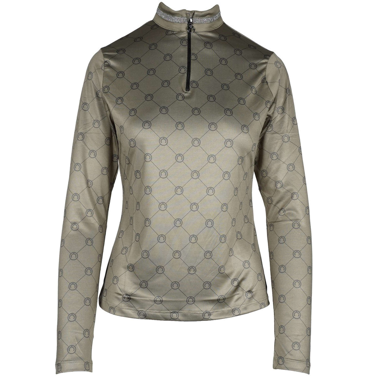 Montar Shirt MoAvina Monogram Caviar Crystal Deco Long Sleeves Dusty Green