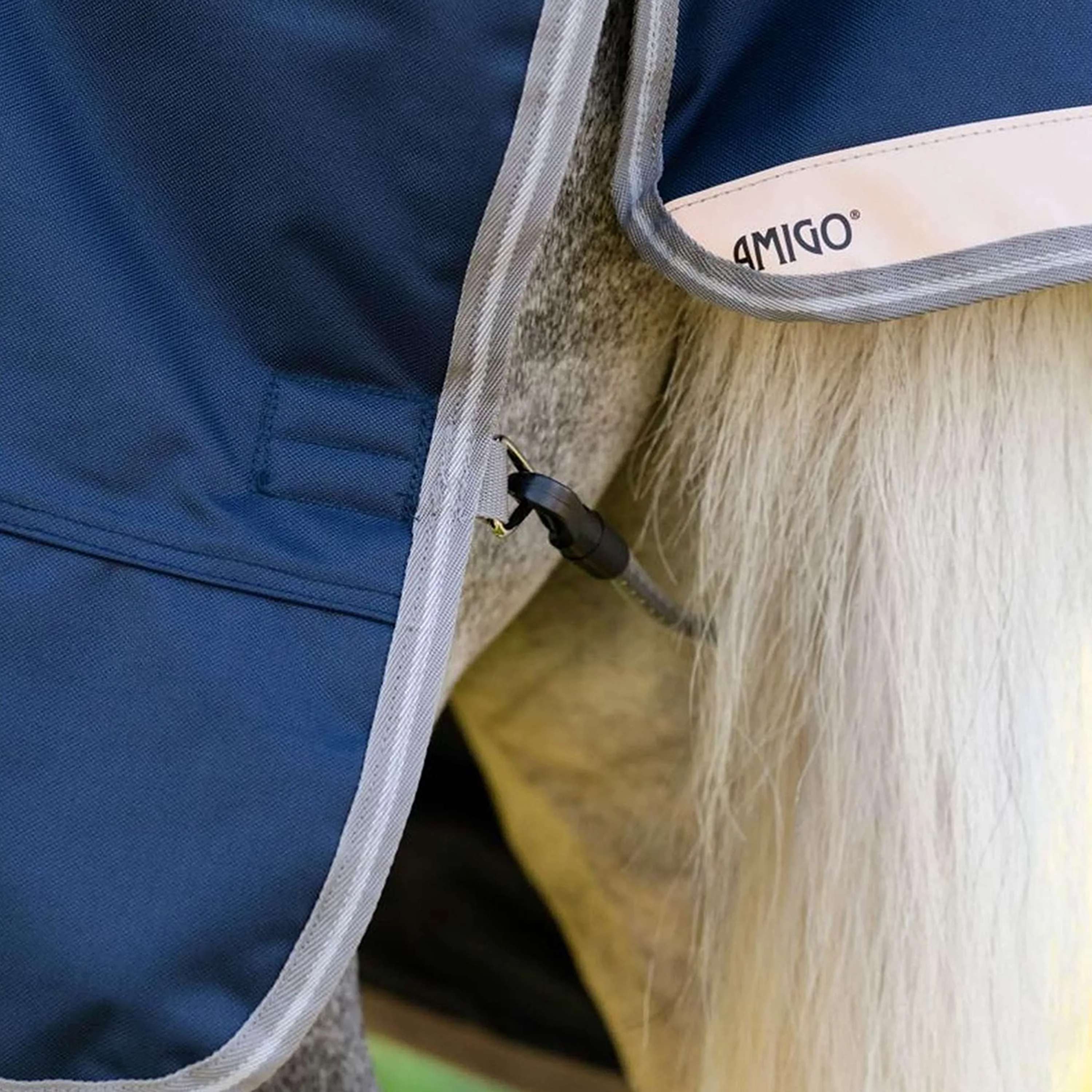 Amigo Turnout Rug 1200D Plus Pony 250g Navy/Titanium Grey/Silver