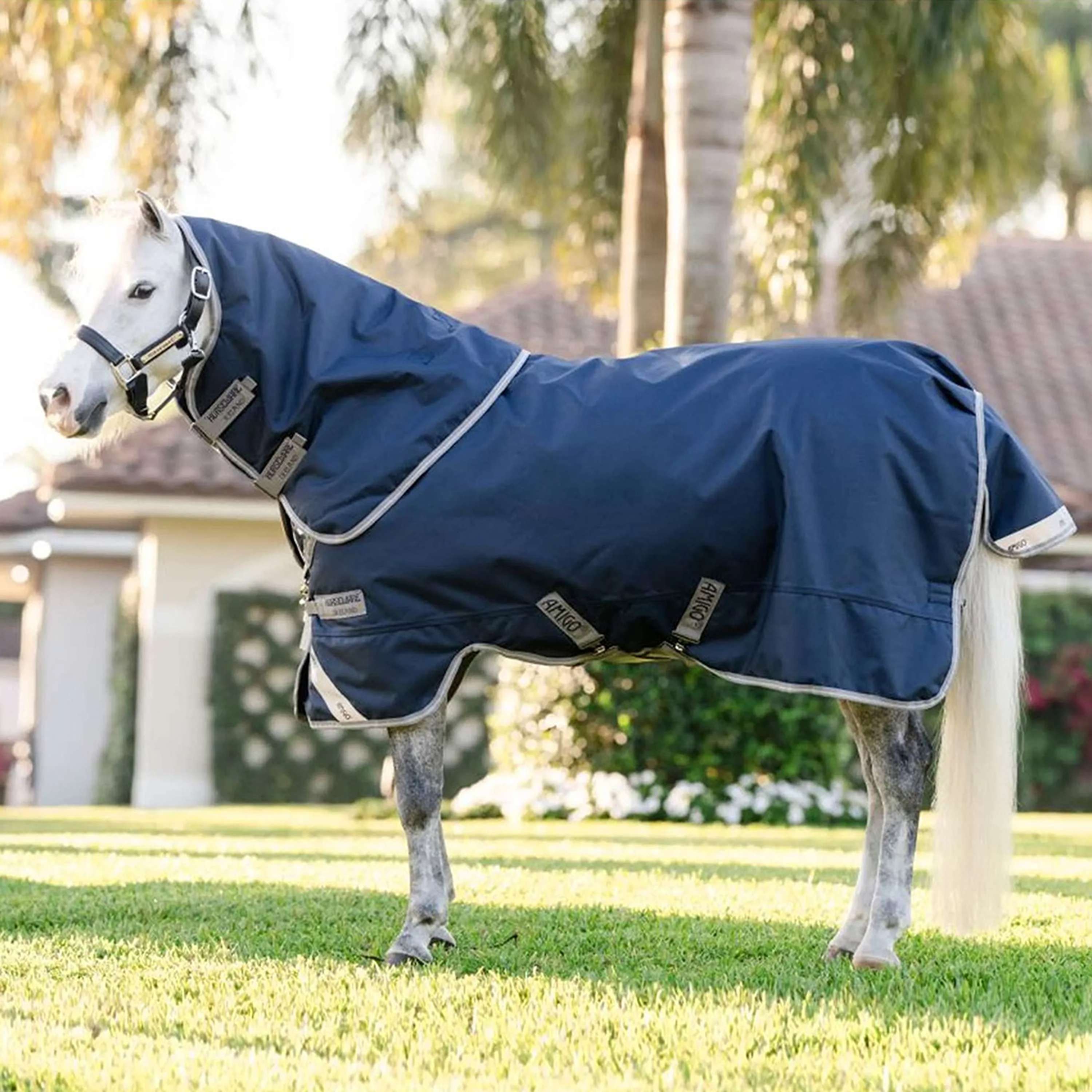 Amigo Turnout Rug 1200D Plus Pony 250g Navy/Titanium Grey/Silver