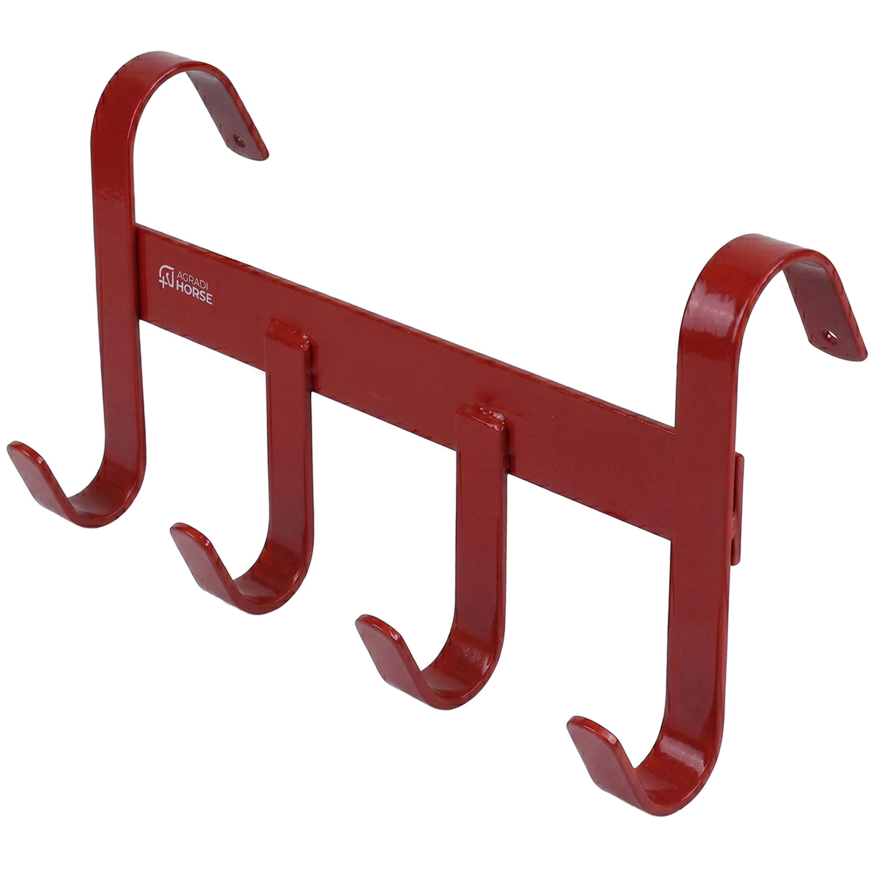 Agradi Horse Bridle Hanger with 4 Hooks Red