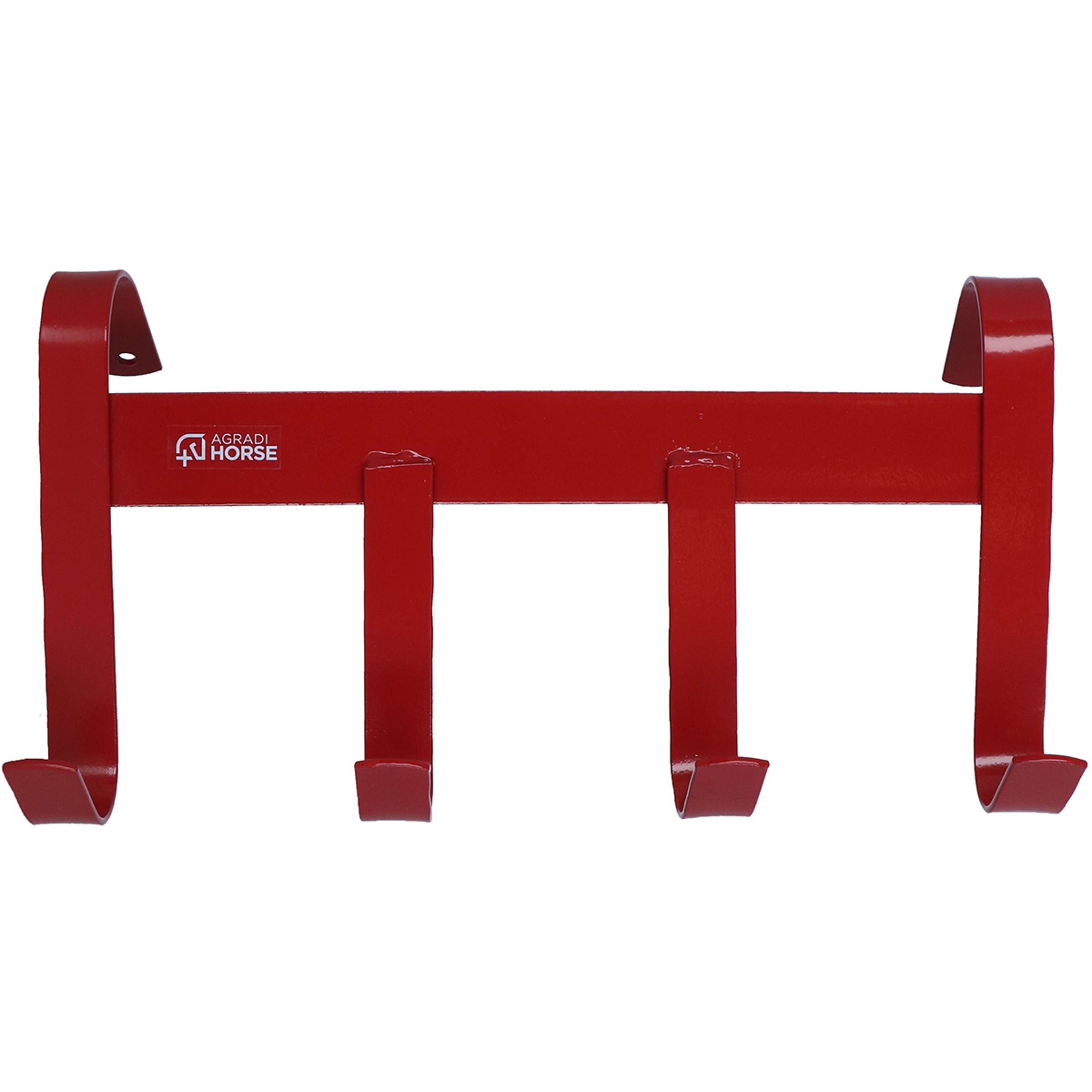 Agradi Horse Bridle Hanger with 4 Hooks Red
