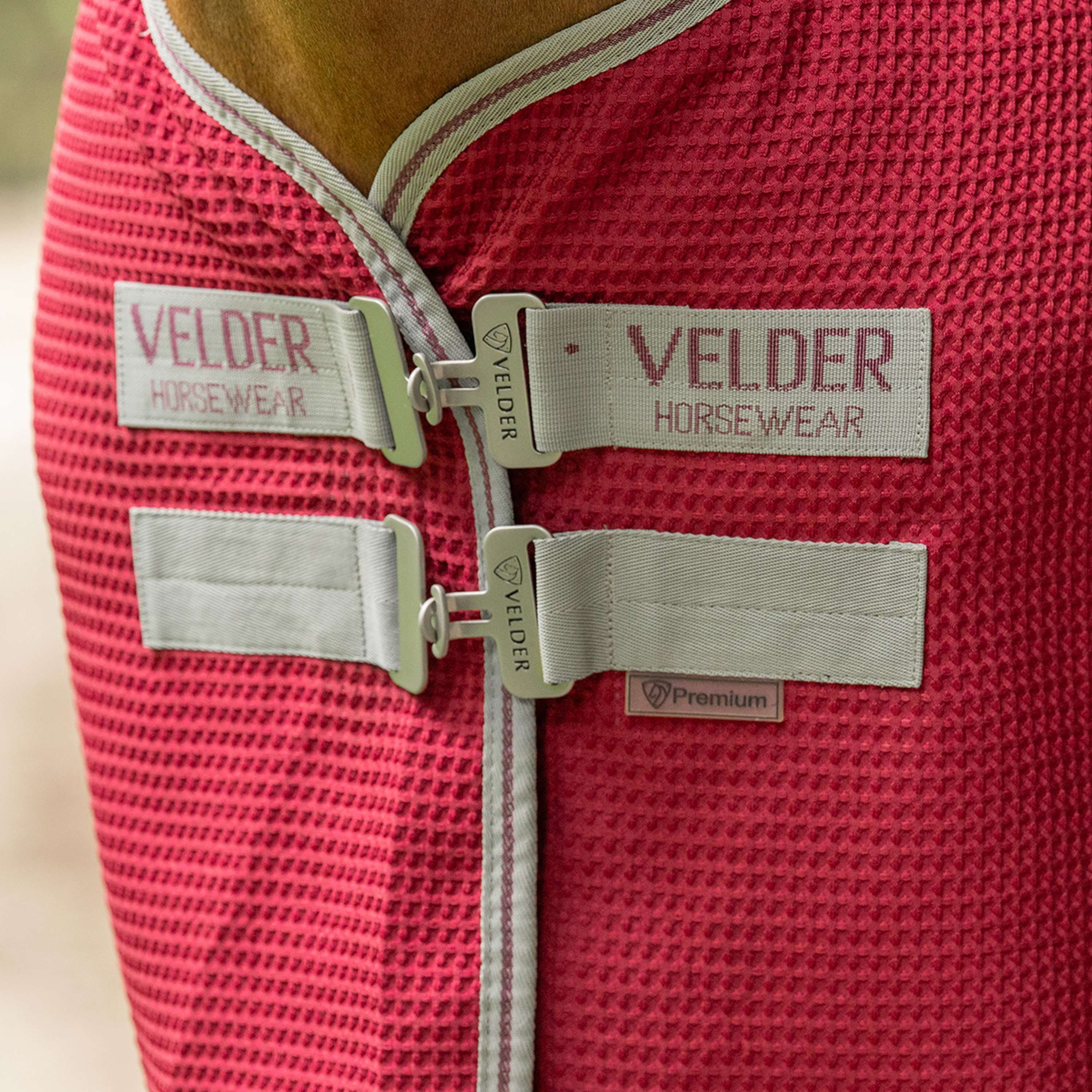Velder Horsewear Premium Waffle Cooler Rug Mulberry Red