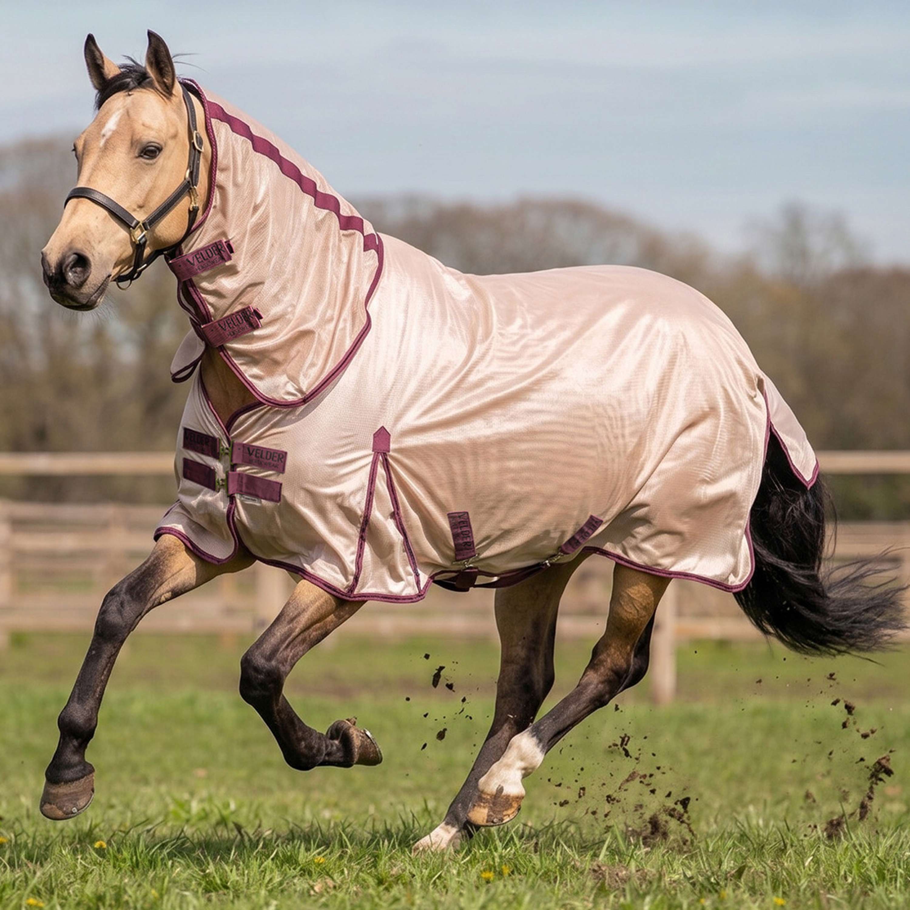 Velder Horsewear Essentials Fly Rug Mesh with a Hood Earth Grey