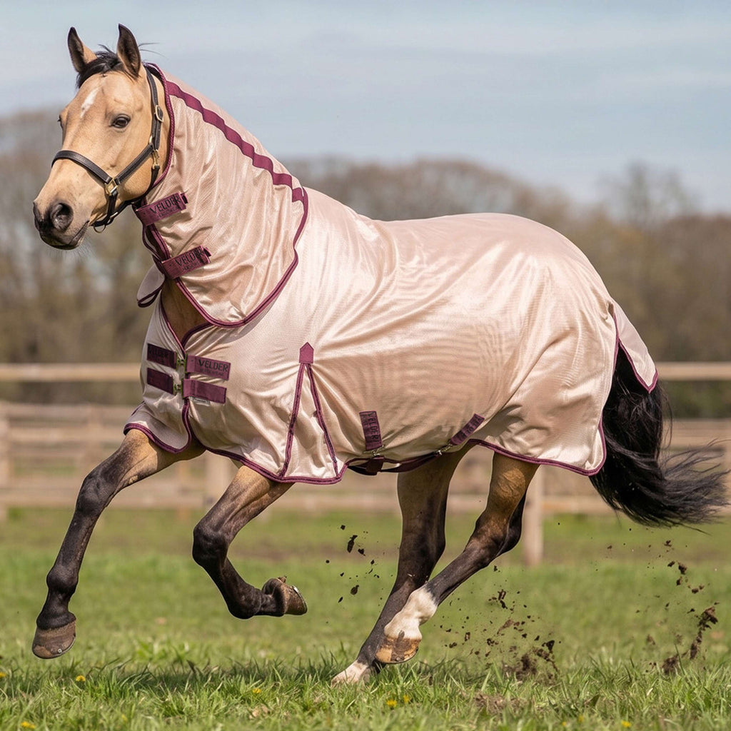 Velder Horsewear Fly Rug Mesh with a Hood Earth Grey