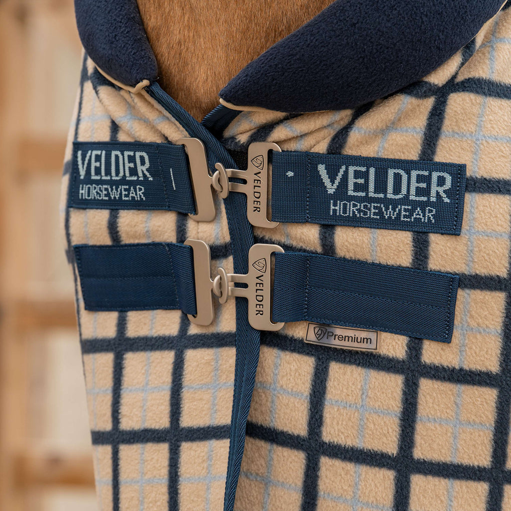 Velder Horsewear Premium Pony Fleece Cooler with Collar Navy Check