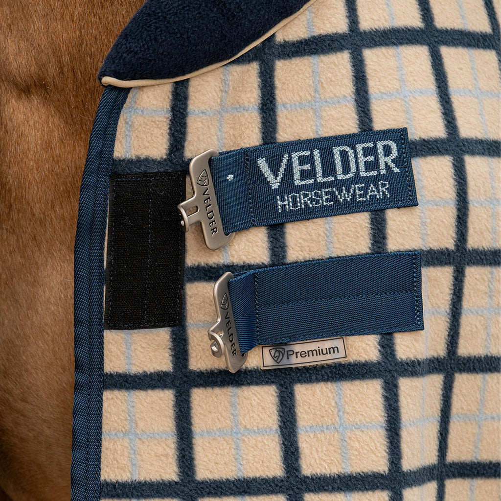 Velder Horsewear Fleece Cooler with Collar Navy Check