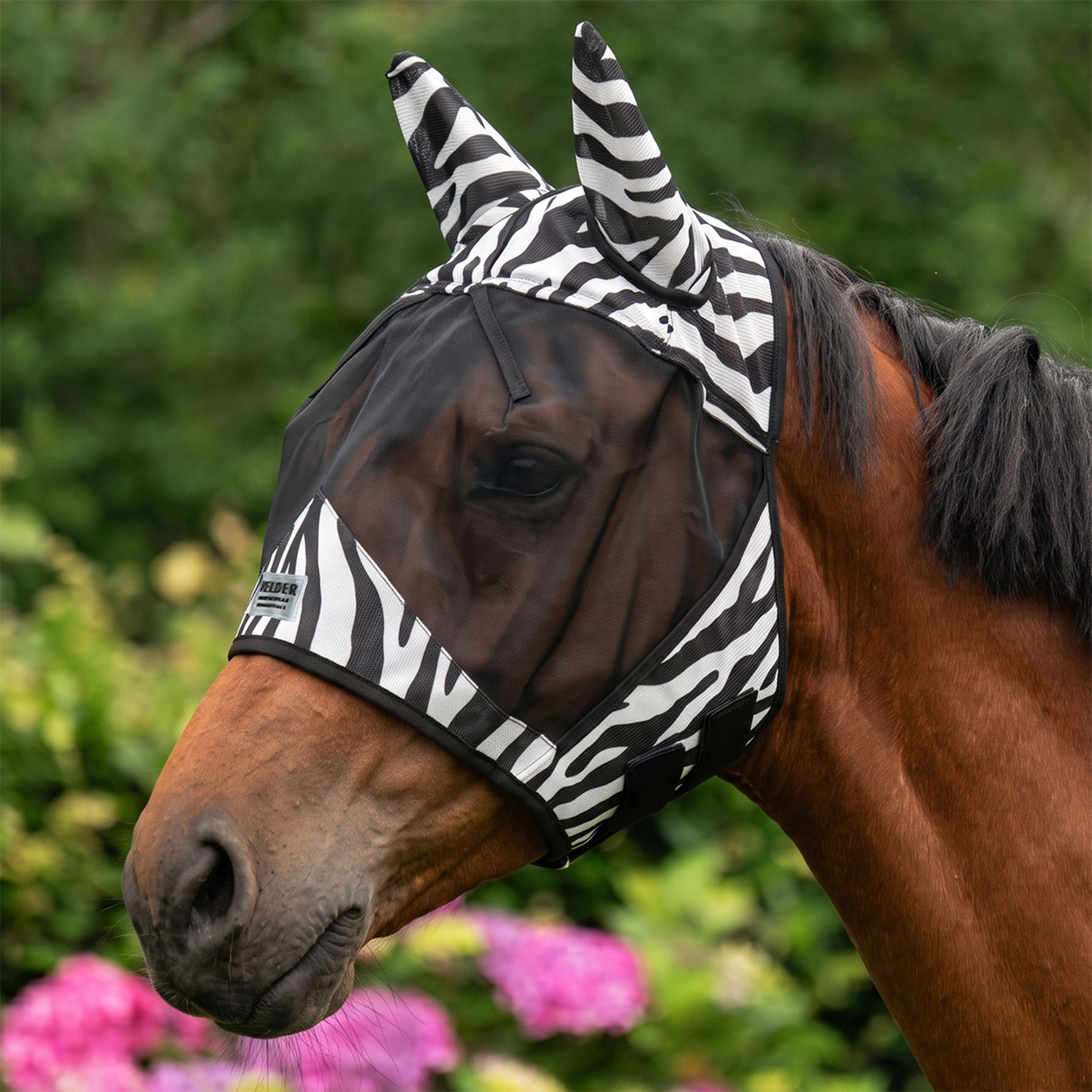 Velder Horsewear Essentials Fly Mask Zebra with Ears Black/White