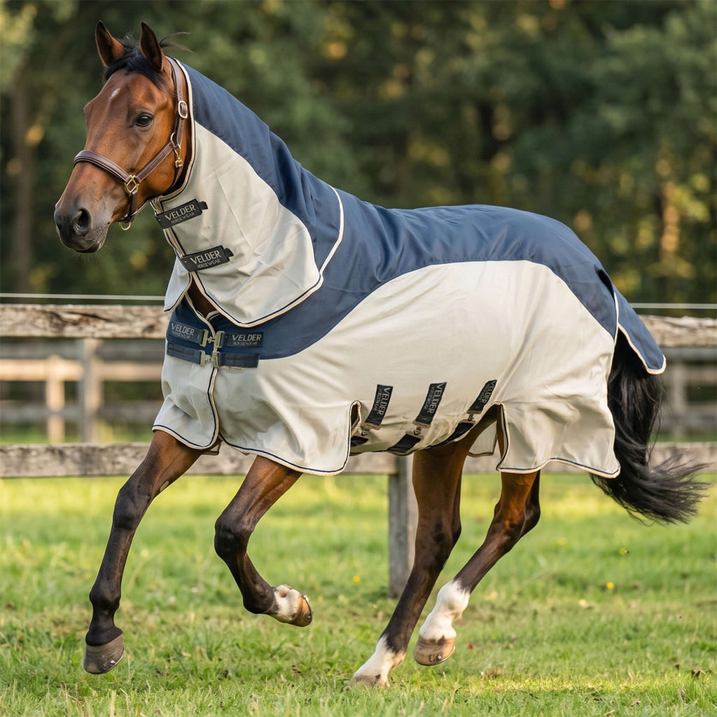 Velder Horsewear Premium Fly Rug Waterproof-Top Navy/Pearl Silver