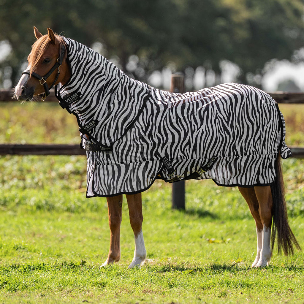 Velder Horsewear Essentials Pony Fly Rug & Neck Zebra Black/White