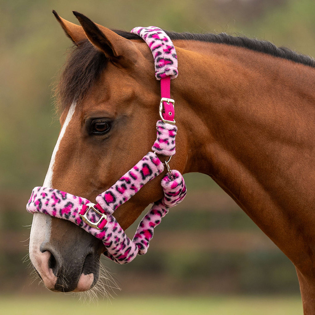 Velder Horsewear Premium Halter Comfort Fur Snow Leopard Pink
