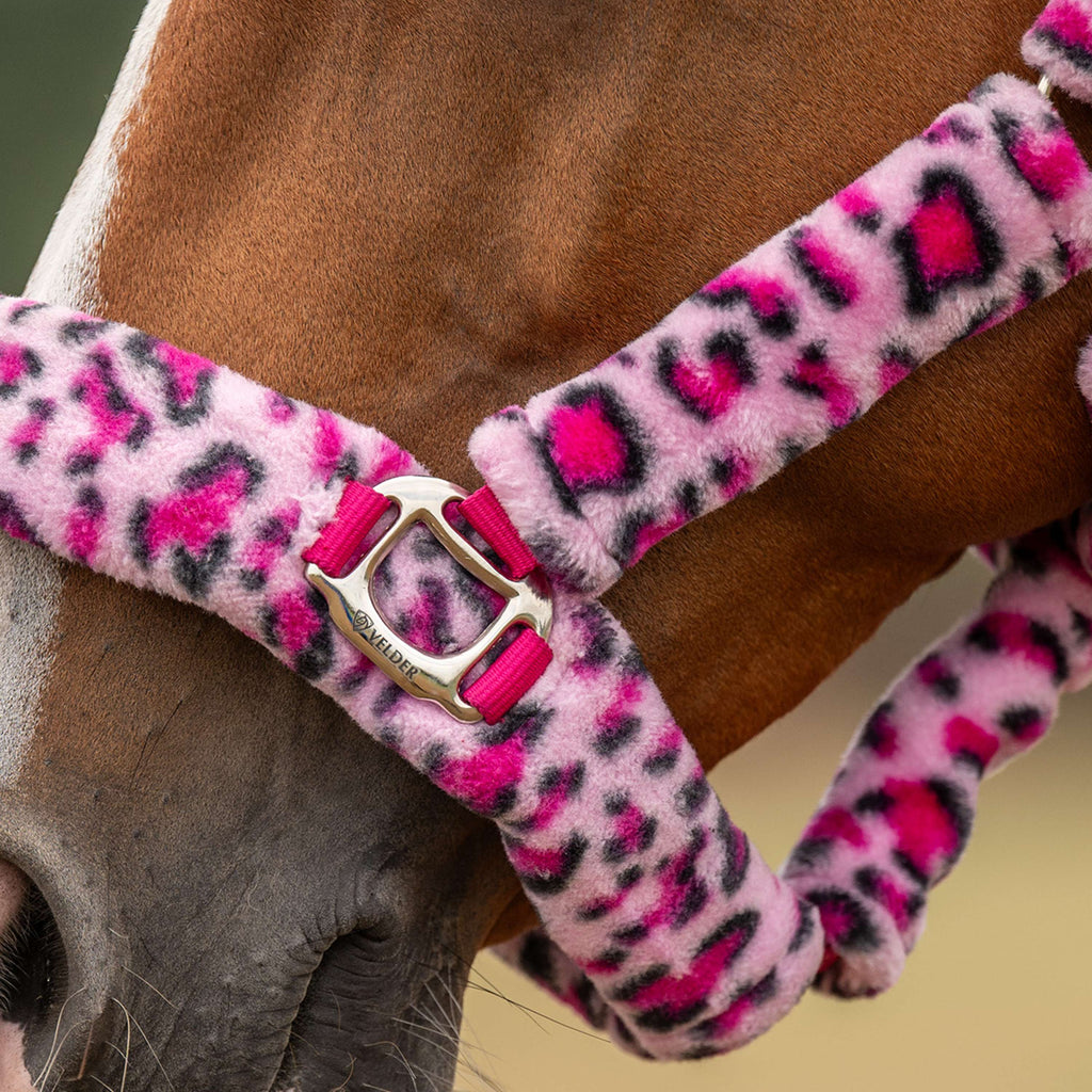 Velder Horsewear Premium Halter Comfort Fur Snow Leopard Pink