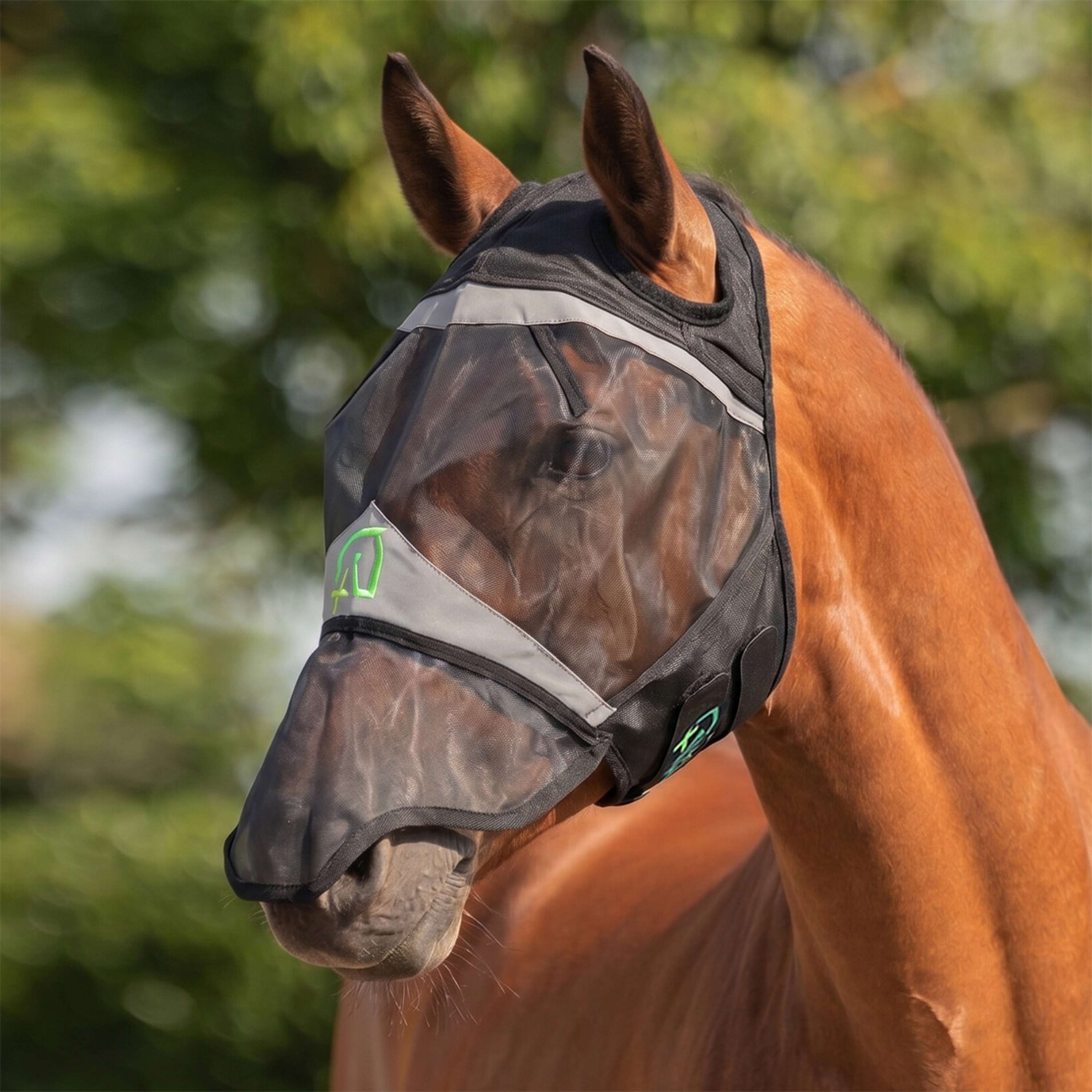 Agradi Horse Fly Mask Fine Mesh with Ear Hole & Nose Black