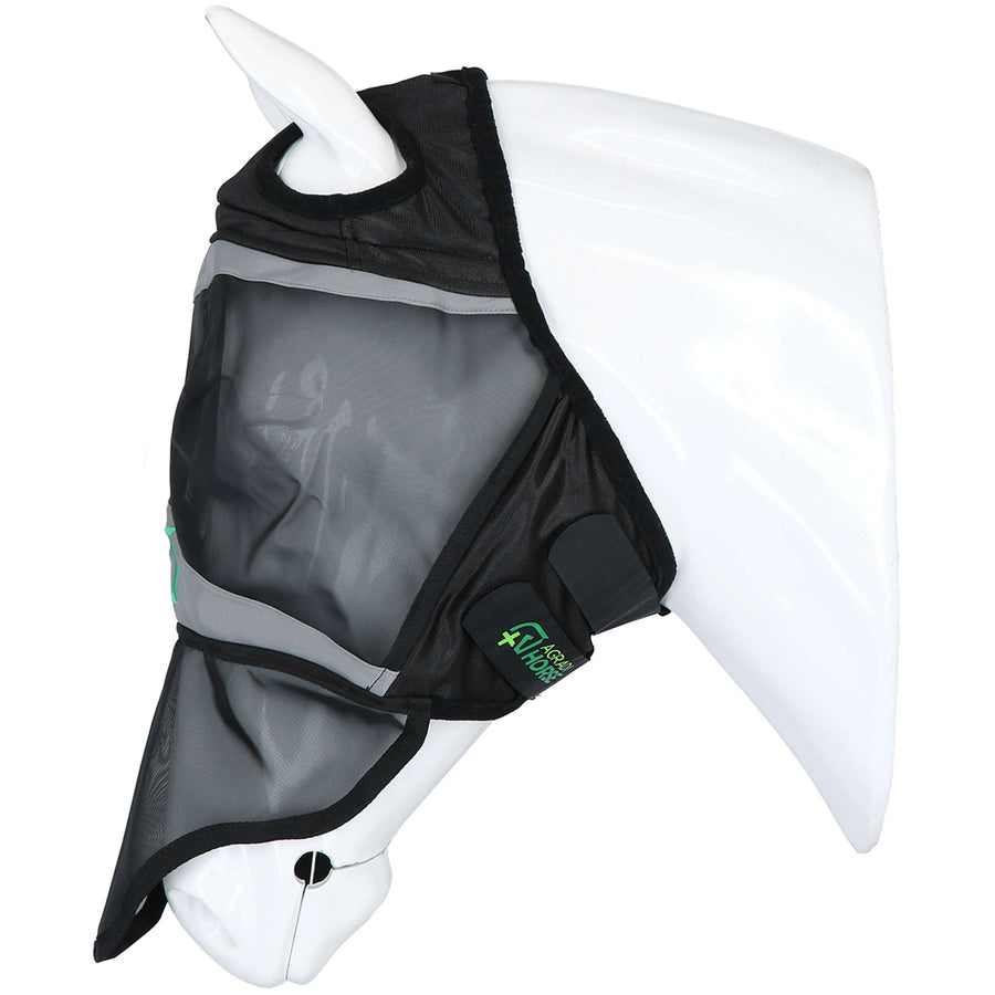 Agradi Horse Fly Mask Fine Mesh with Ear Hole & Nose Black