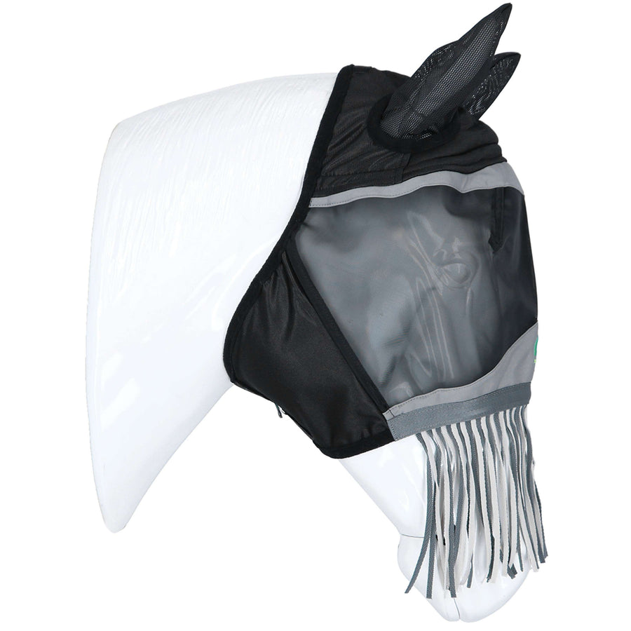 Agradi Horse Fly Mask Fine Mesh with Ears and Tassels Black
