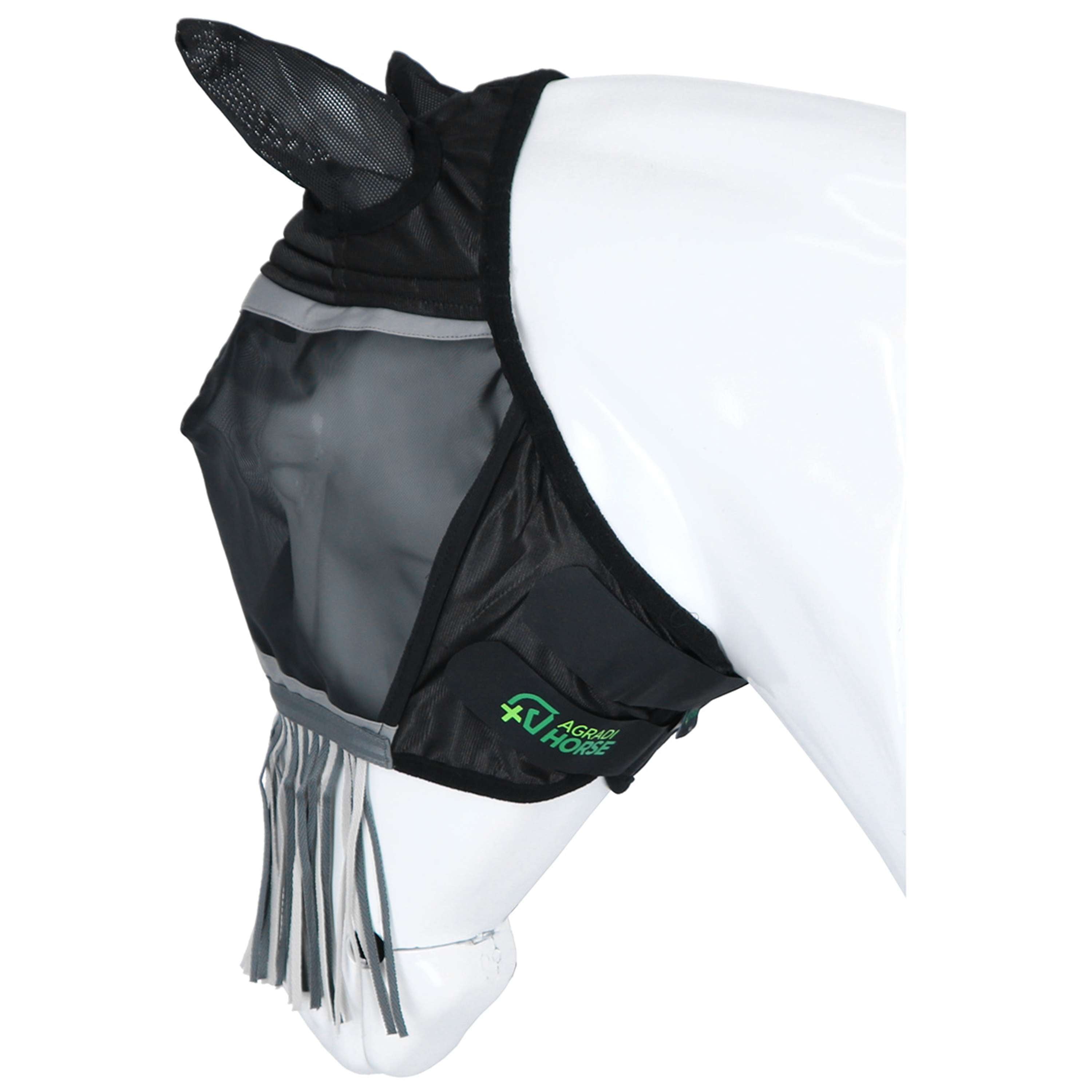 Agradi Horse Fly Mask Fine Mesh with Ears and Tassels Black