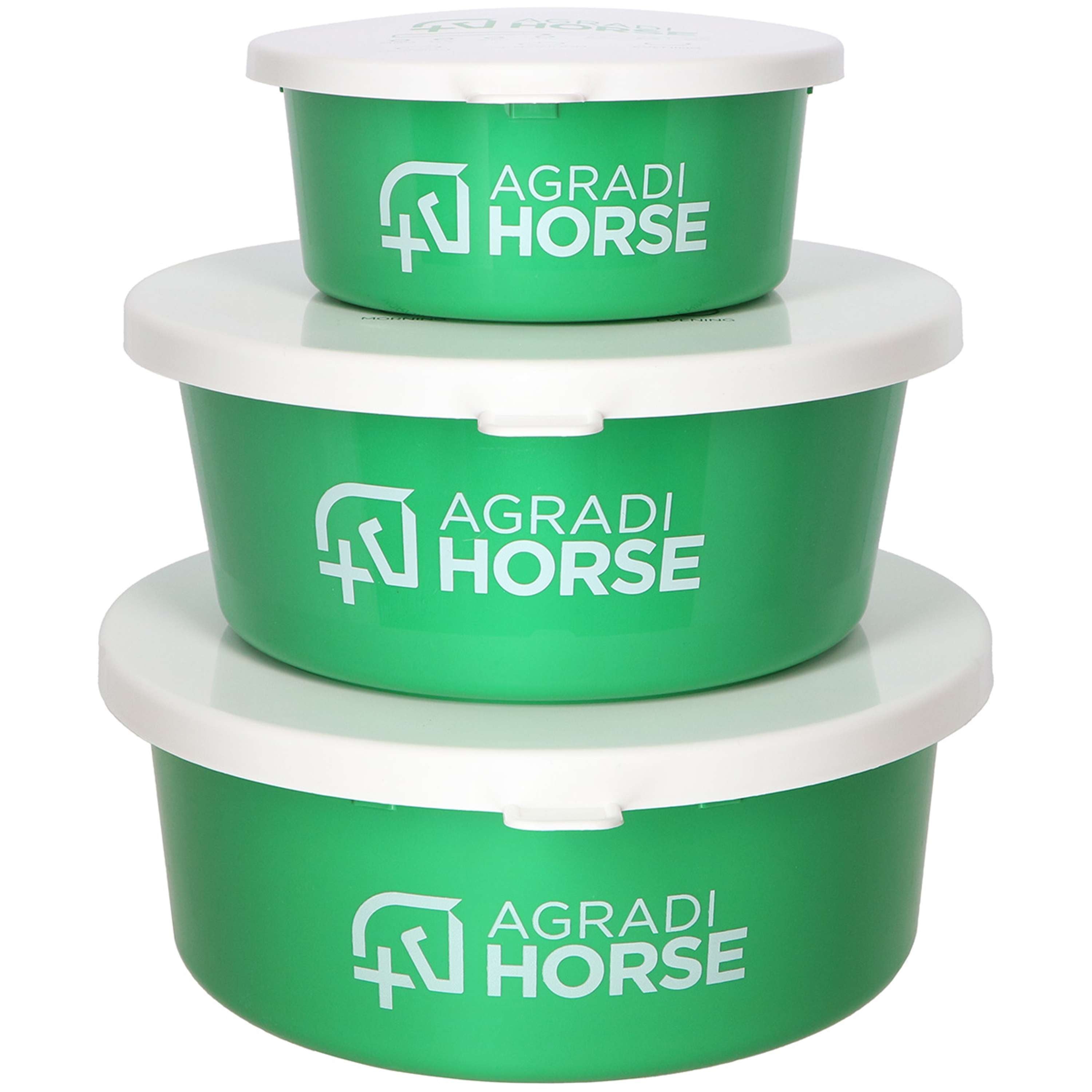 Agradi Horse Feeding Bowl with Lid Green