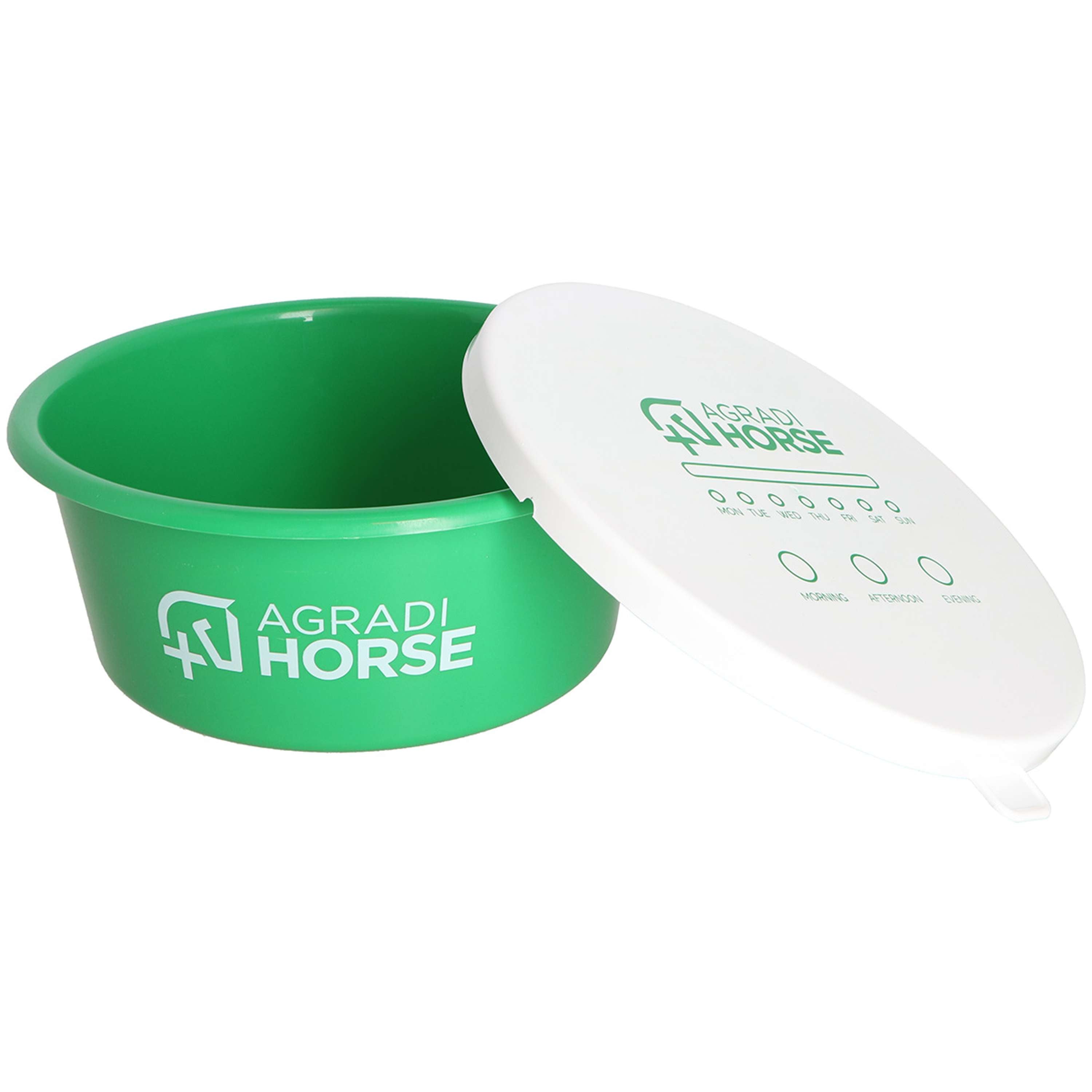 Agradi Horse Feeding Bowl with Lid Green
